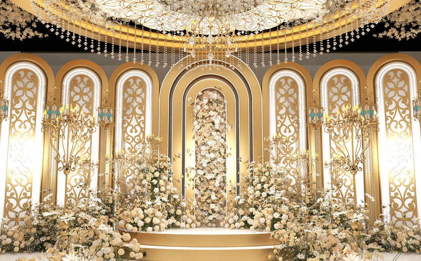 汉滨香槟色调婚礼堂效果展示